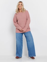 Yours Curve Pink Pointelle Chenille Jumper - Image 2 of 5