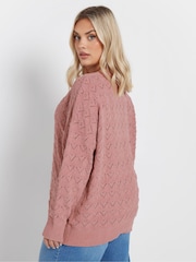 Yours Curve Pink Pointelle Chenille Jumper - Image 3 of 5