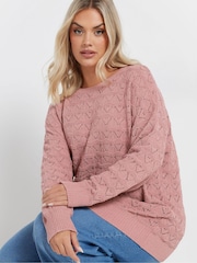 Yours Curve Pink Pointelle Chenille Jumper - Image 4 of 5
