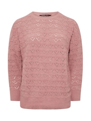 Yours Curve Pink Pointelle Chenille Jumper - Image 5 of 5