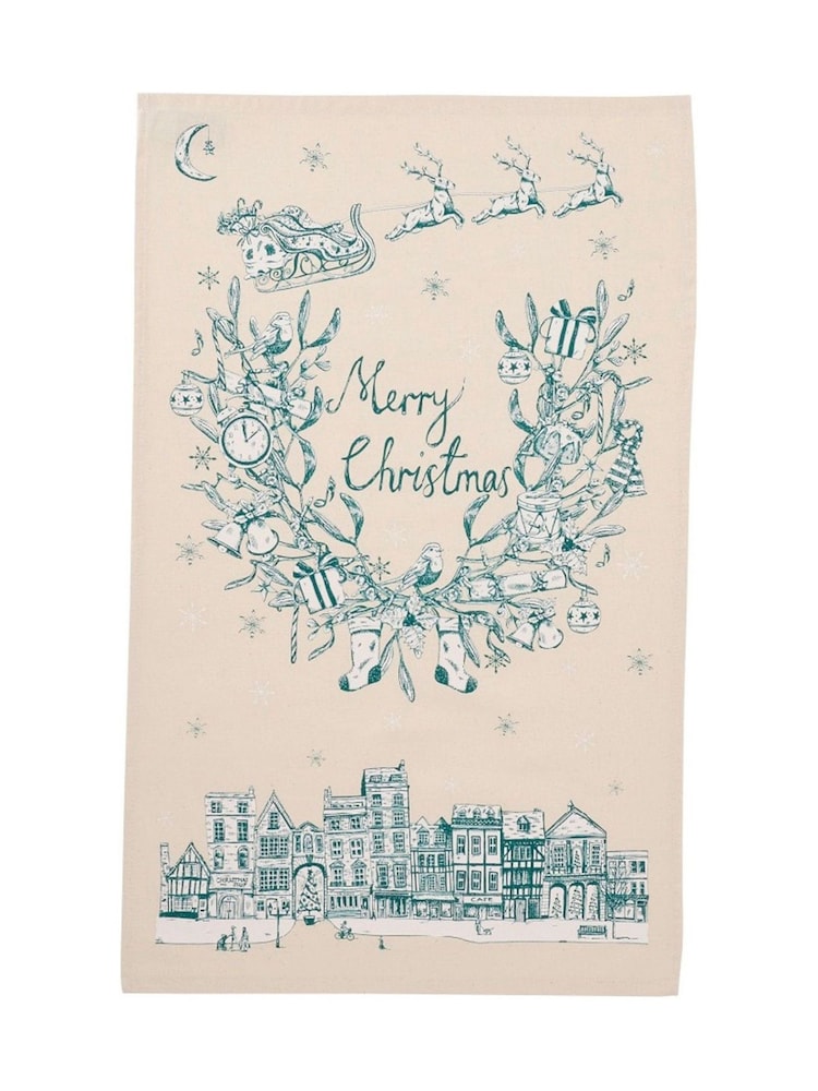 Victoria Eggs Teal Night Before Christmas Set of 2 Tea Towels - Image 3 of 3
