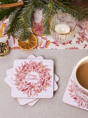 Victoria Eggs Red Christmas Wreath Set of 4 Coasters - Image 1 of 3