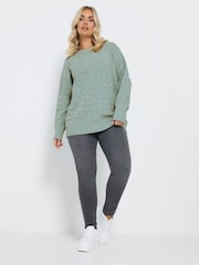 Yours Curve Blue Pointelle Chenille Jumper - Image 2 of 5