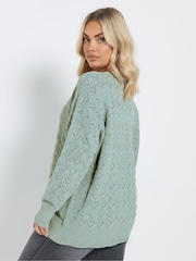 Yours Curve Blue Pointelle Chenille Jumper - Image 3 of 5