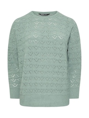 Yours Curve Blue Pointelle Chenille Jumper - Image 5 of 5