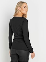Long Tall Sally Black Square Notch Neck Top - Image 3 of 5