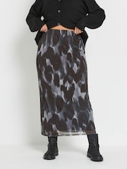 Yours Curve Grey Mesh Tube Skirt - Image 1 of 5