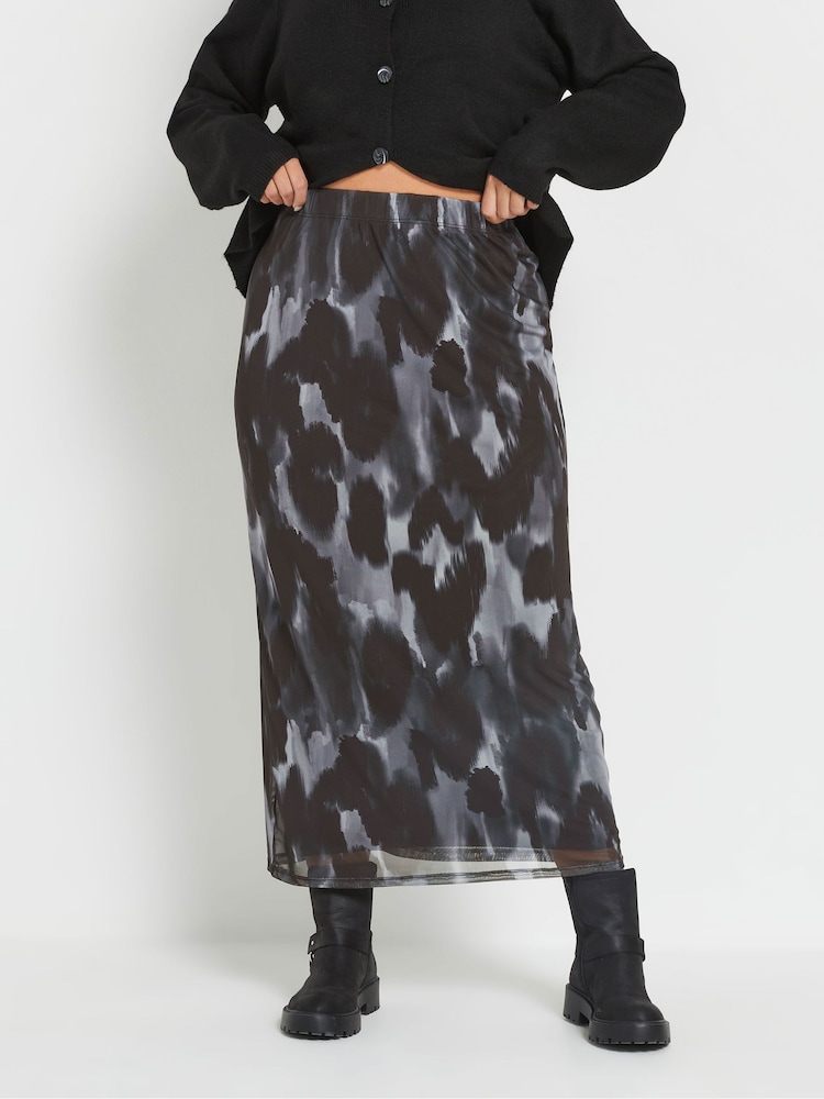 Yours Curve Grey Mesh Tube Skirt - Image 1 of 5