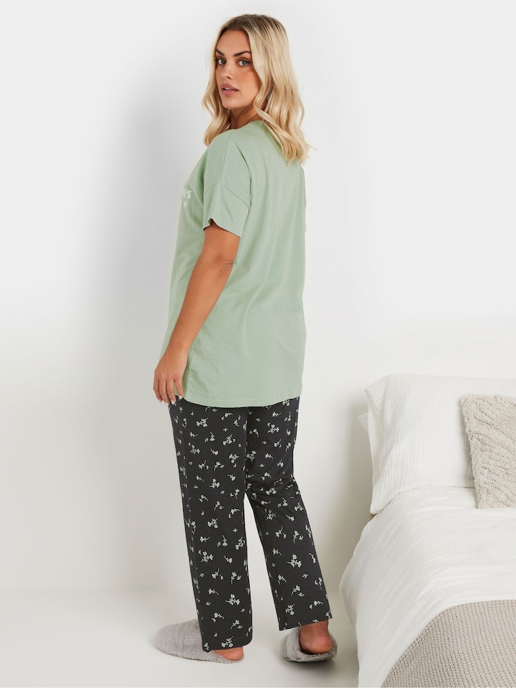 Yours Curve Love Grows Here Wide Leg Pyjamas Set - Imagen 2 de 5 Yours Curve Love Grows Here Wide Leg Pyjamas Set - Imagen 2 de 5