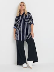 Yours Curve Blue Stripe Boyfriend Shirt - Image 2 of 5
