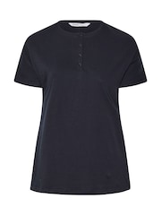 Yours Curve Blue Placket Short Sleeve 100% Cotton Pyjama Top - Image 5 of 5