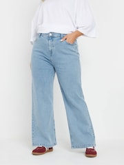 Yours Curve Blue Wide Leg Jeans - Image 1 of 5