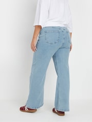 Yours Curve Blue Wide Leg Jeans - Image 3 of 5