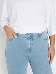 Yours Curve Blue Wide Leg Jeans - Image 4 of 5