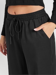 PixieGirl Petite Black Tie Waist Wide Leg Trousers - Image 4 of 5