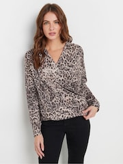 M&Co Leopard Print Wrap Top - Imagen 2 de 6