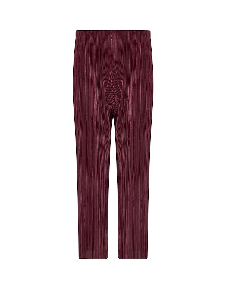 PixieGirl Petite Red Wide Leg Plisse Trousers - Image 4 of 4