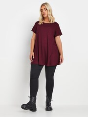 Yours Curve Red Swing Ribbed Top - Image 2 of 5