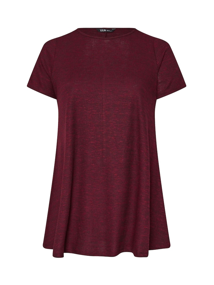 Yours Curve Red Swing Ribbed Top - Image 5 of 5