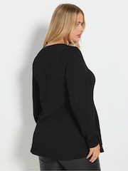 Yours Curve Black Texture Button Front Top - Image 2 of 5