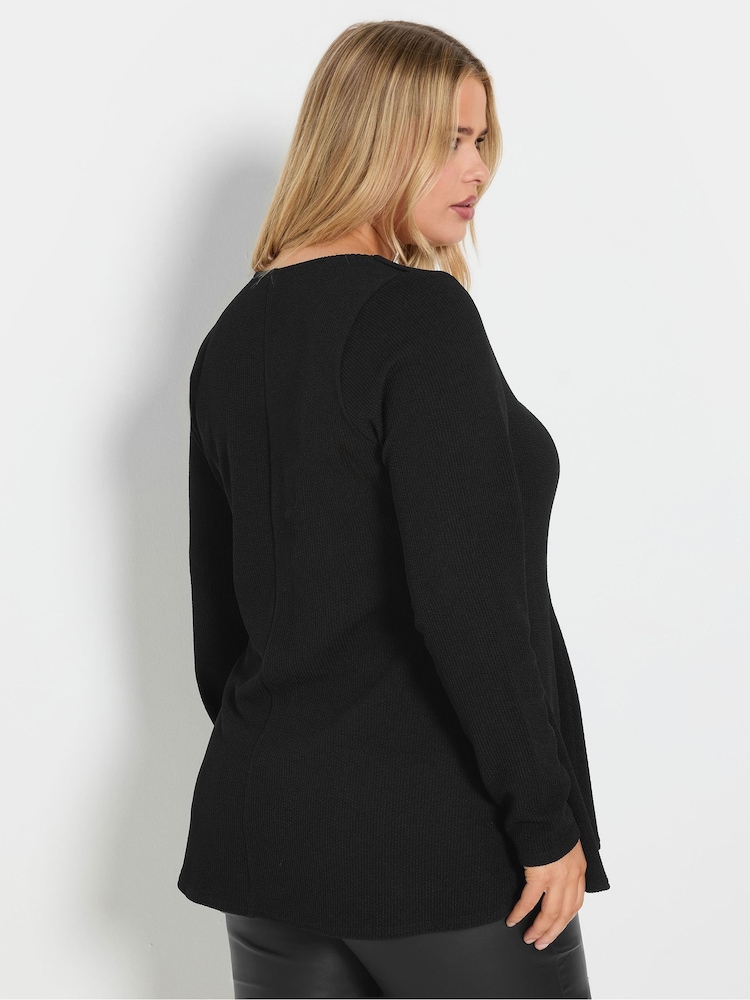 Yours Curve Black Texture Button Front Top - Image 2 of 5
