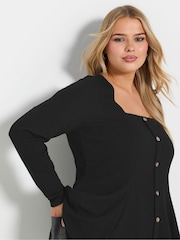 Yours Curve Black Texture Button Front Top - Image 4 of 5
