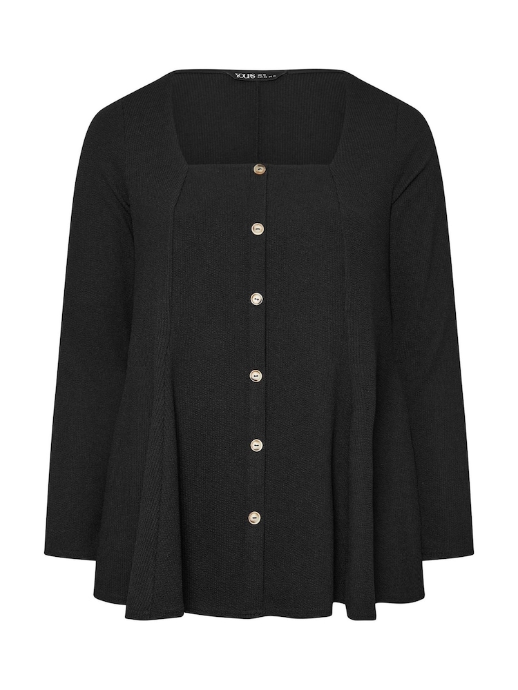 Yours Curve Black Texture Button Front Top - Image 5 of 5