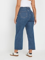 Yours Curve Blue Wide Leg Cropped Trousers - Image 3 of 5