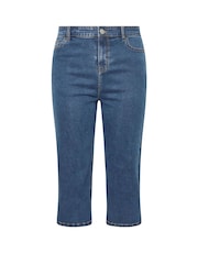 Yours Curve Blue Wide Leg Cropped Trousers - Image 5 of 5