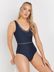 Long Tall Sally Blue Textured Ladder Swimsuit - Image 1 of 6