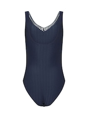Long Tall Sally Blue Textured Ladder Swimsuit - Image 6 of 6