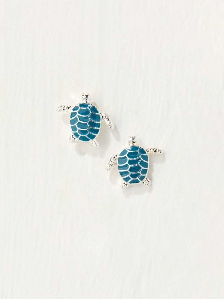 FatFace Teal Blue Turtle Studs - Image 1 of 2