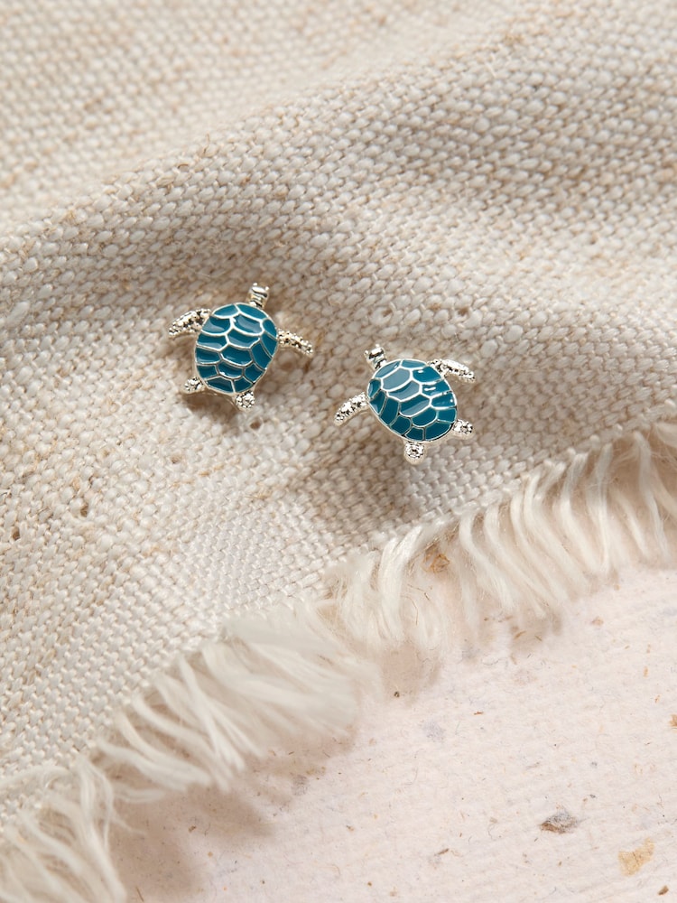 FatFace Teal Blue Turtle Studs - Image 2 of 2
