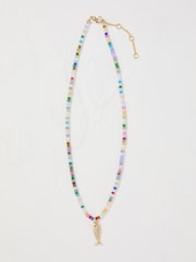 FatFace Multi Fish Pendant Beaded Necklace - Image 1 of 2