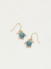 FatFace Teal Blue Turtle Drop Earrings - Image 1 of 2