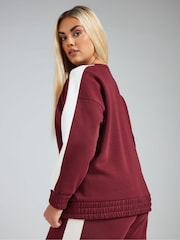 Yours Curve Burgundy Red Limited Collection Side Stripe Sweatshirt - Image 3 of 5