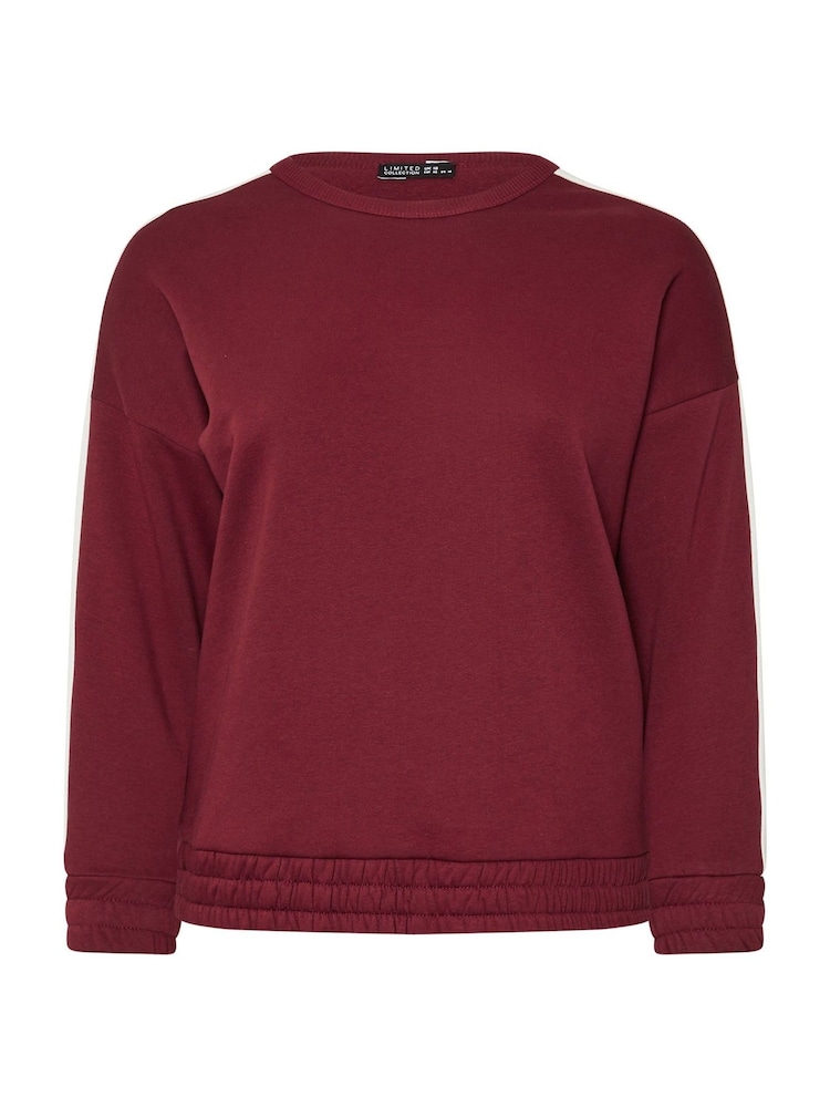 Yours Curve Burgundy Red Limited Collection Side Stripe Sweatshirt - Image 5 of 5