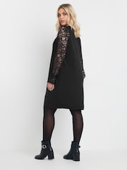 Yours Curve Black Lace Sleeve Dress - Image 3 of 9
