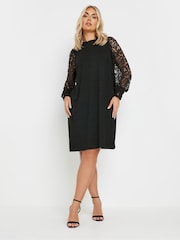 Yours Curve Black Lace Sleeve Dress - Image 6 of 9