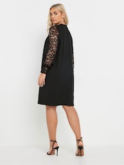 Yours Curve Black Lace Sleeve Dress - Image 7 of 9