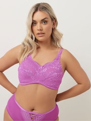 Yours Curve Pink Lace Total Support Bra - Image 1 of 10