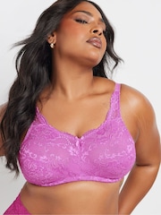 Yours Curve Pink Lace Total Support Bra - Image 8 of 10
