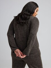Yours Curve Grey Limited Collection Ribbed Pocket Detail Sweat Shirt - Image 2 of 5