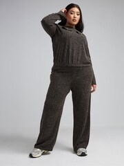 Yours Curve Grey Limited Collection Ribbed Pocket Detail Sweat Shirt - Image 4 of 5