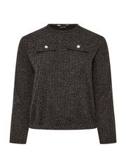 Yours Curve Grey Limited Collection Ribbed Pocket Detail Sweat Shirt - Image 5 of 5