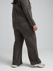 Yours Curve Grey Limited Textured Ribbed Wide Leg Trousers - Image 2 of 4
