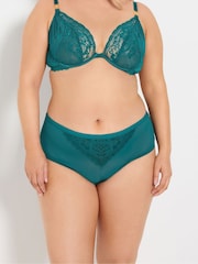 Yours Curve Green Lace Underwired Plunge Bra - Image 5 of 7