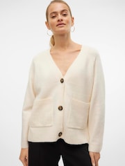 VERO MODA Cream V-Neck Button Through Cardigan - Image 1 of 5
