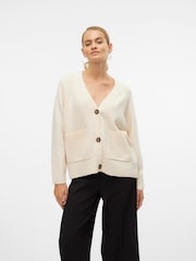 VERO MODA Cream V-Neck Button Through Cardigan - Image 3 of 5