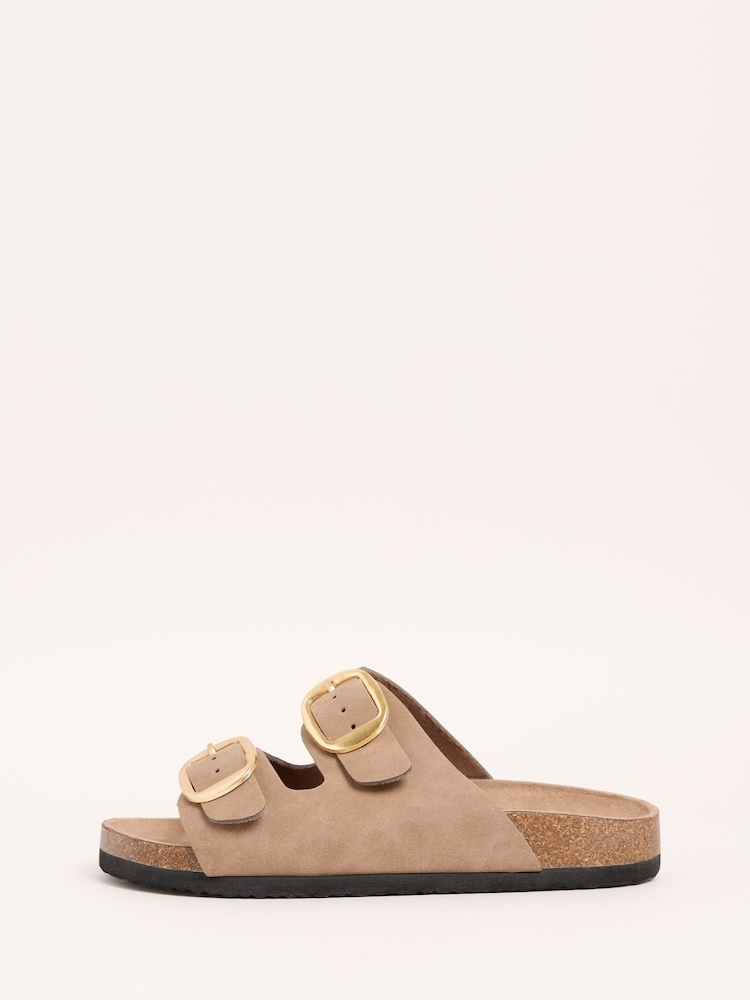 Friends Like These Neutral Standard Fit Double Strap Buckle Footbed Comfort Slider Sandals - Image 5 of 5
